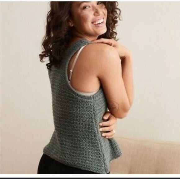 AERIE Sweater Loose Knit Sage Green Sleeveless Top Small - Picture 2 of 5